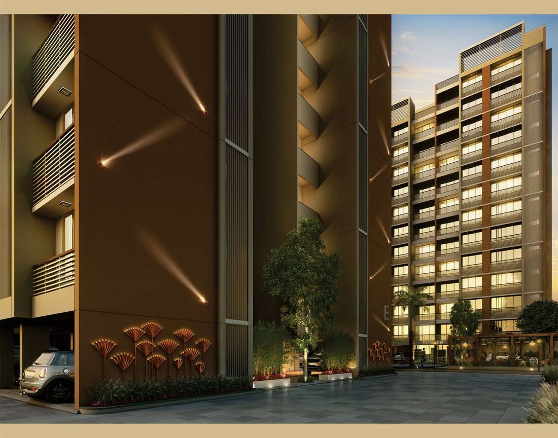 Serenity Space facade at dusk